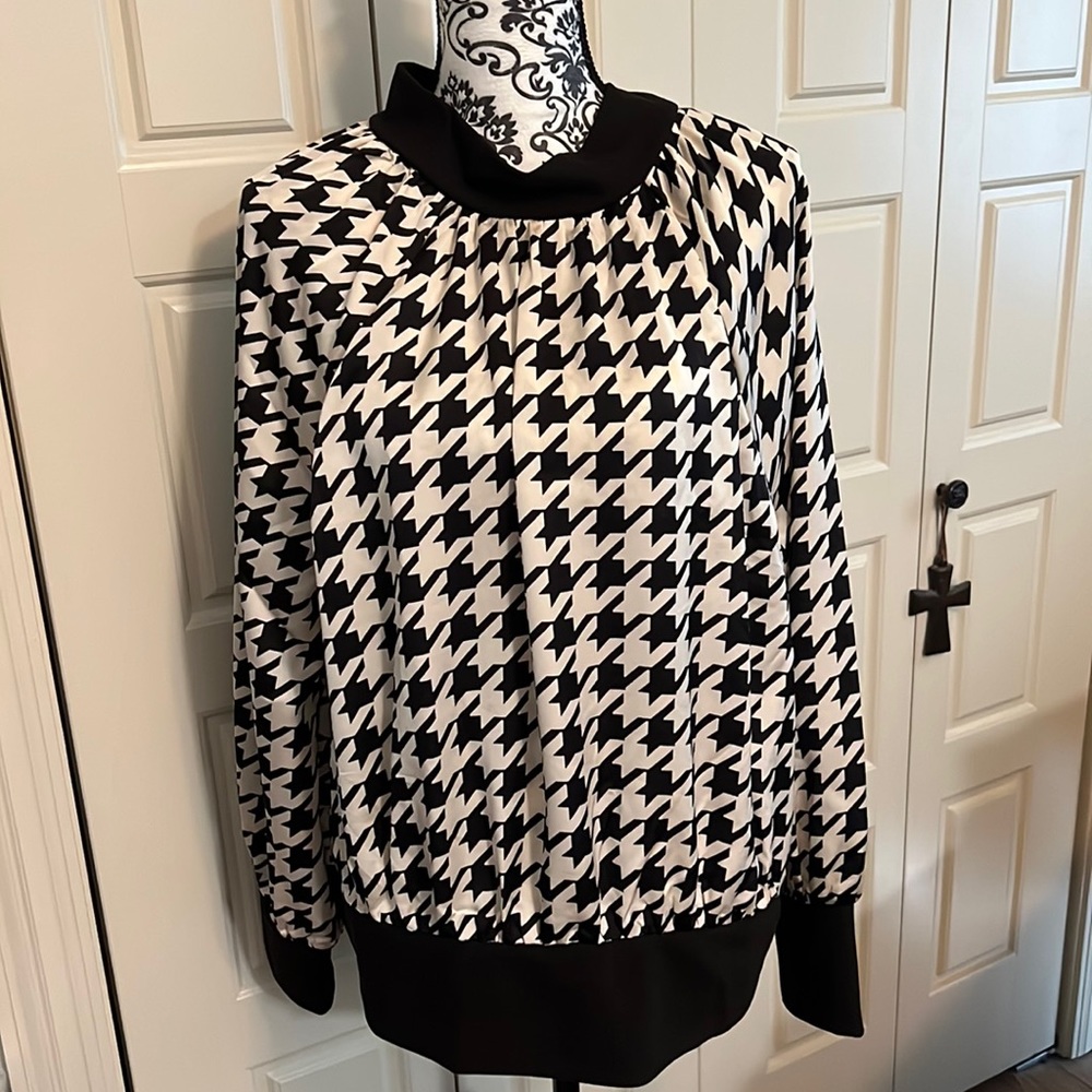 NWT XXL Ann Taylor Houndstooth Blouse #602